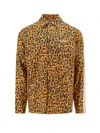 Palm Angels Webbing-trimmed Leopard-print Linen And Cotton-blend Shirt In Orange