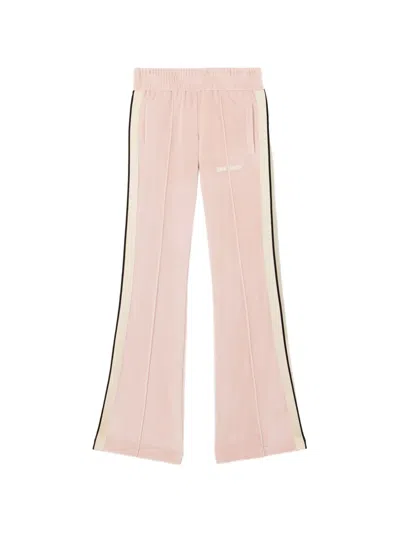 Palm Angels Chenille Track Trousers Flared Leg Stripes In Pink