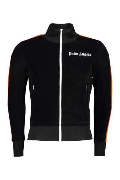 Palm Angels Chenille Full-zip Sweatshirt In Black