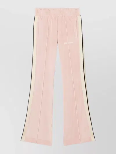 Palm Angels Chenille Track Trousers Flared Leg Stripes In Pink