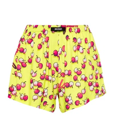 Palm Angels Cherries-print Boxer Shorts In Yellow