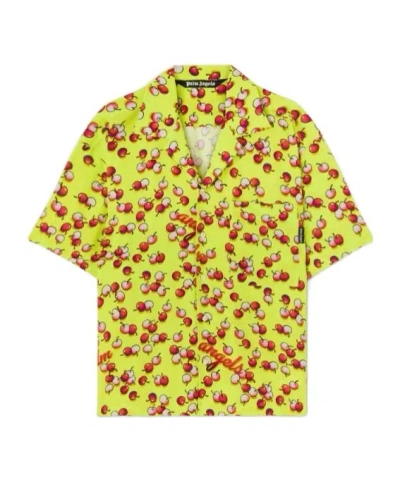 Palm Angels Cherry Printed Shirt In Yellow