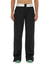 Palm Angels Contrasting-waistband Tapered Trousers In Black