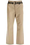 Palm Angels Chino Pants With Logo Branding In Beige