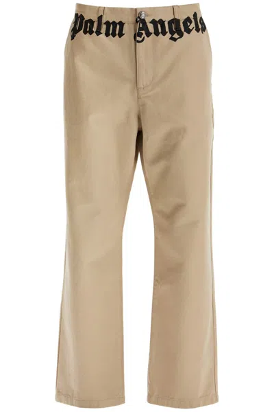 PALM ANGELS CHINO PANTS WITH LOGO BRANDING