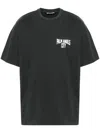 PALM ANGELS CITY WASHED DARK GREY T-SHIRT WITH LOGO PRINT AND DROP SHOULDERS FOR MEN