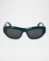 Palm Angels Claire Cat-eye Acetate Sunglasses In 5507 Green Dark Grey