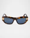 Palm Angels Claire Cat-eye Acetate Sunglasses In 6045 Havana Blue