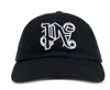 Palm Angels Black Baseball Cap With Embroidered Monogram In Black