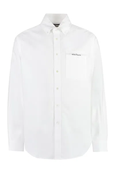 Palm Angels Classic Button-down Cotton Shirt For Men In White