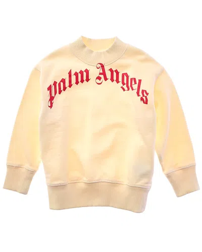 Palm Angels Classic Curved Logo Crewneck Sweatshirt In Yellow