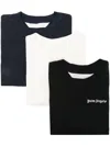 Palm Angels Embroidered Logo Classic T-shirts - Set Of 3 In Multicolor Multicolor