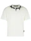 Palm Angels Crew Neck T-shirt With Spray-paint Effect Logo Detail In White