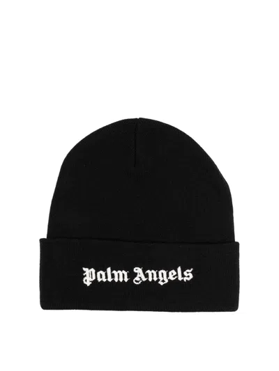 Palm Angels Classic Logo Beanie In Black