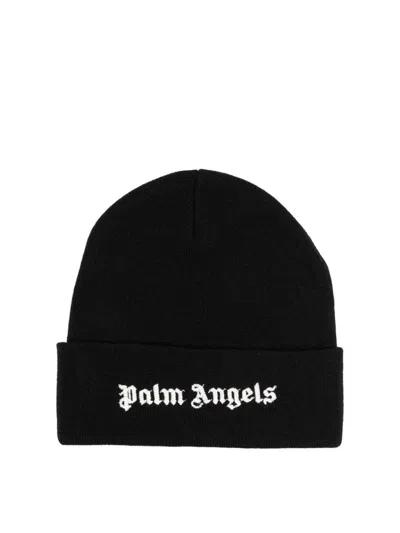 Palm Angels Classic Logo Beanie In Black