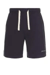 Palm Angels Logo-embroidered Drawstring Bermuda Shorts In Navy Blue & Off White