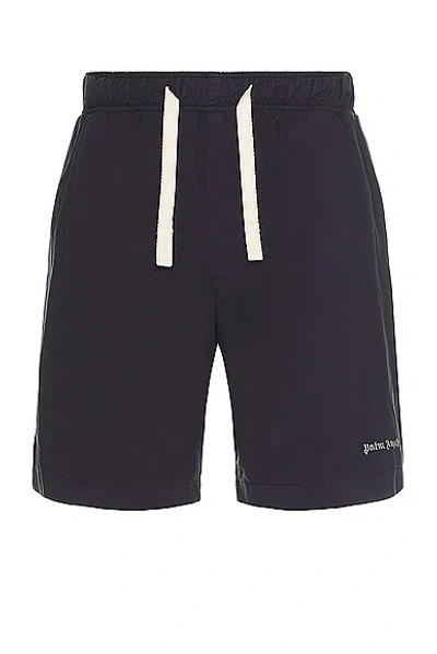 Palm Angels Classic Logo Bermuda Short In Navy Blue/off White
