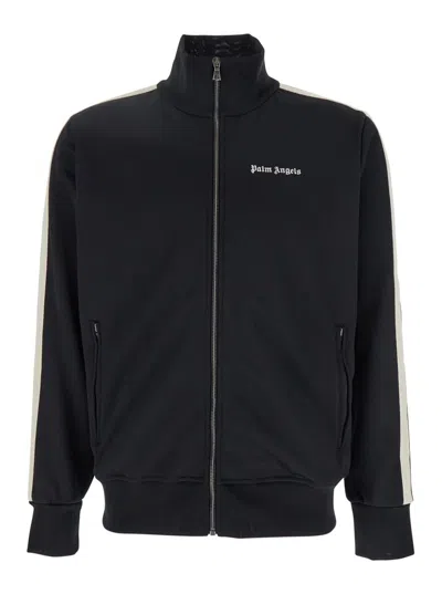 PALM ANGELS 'CLASSIC LOGO' BLACK SWEATSHIRT WITH LOGO PRINTED ON THE FRONT IN TECH FABRIC MAN
