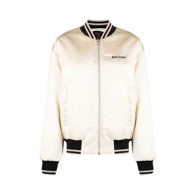 Pre-owned Palm Angels Classic Logo Bomber Jacket 'light Biege/black' | Cream | Women's Size S