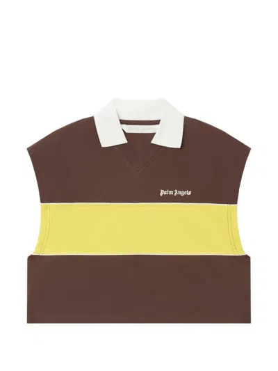 Palm Angels Classic Logo Boxy Polo Top In Brown