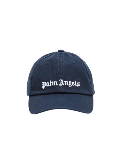 Palm Angels Classic Logo Cap Navy Blue White