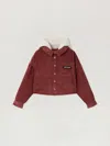 Palm Angels Classic Logo Corduroy Crop In Red