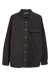 Palm Angels Oversized Shirt With Flap Welt Pocket In Black - Off White