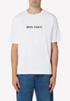 Palm Angels White Short-sleeved T-shirt With Monogram Pa Embroidery In White