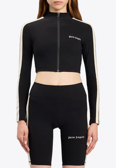 Palm Angels Classic Logo Cropped Training Jacket In Black