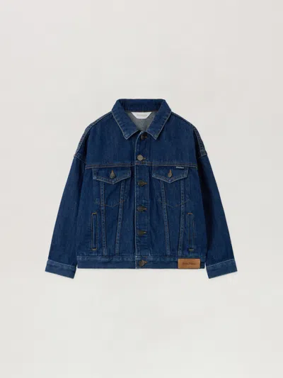 Palm Angels Kids' Classic Logo Denim Jkt In Blue