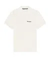 Palm Angels White Polo Shirt With Classic Collar And Logo On The Front In Off White