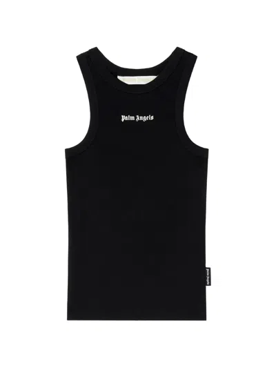 Palm Angels Classic Logo Fitted Tank Top In Black