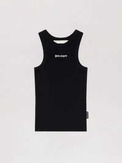 Palm Angels Classic Logo Fitted Tank Top In Black