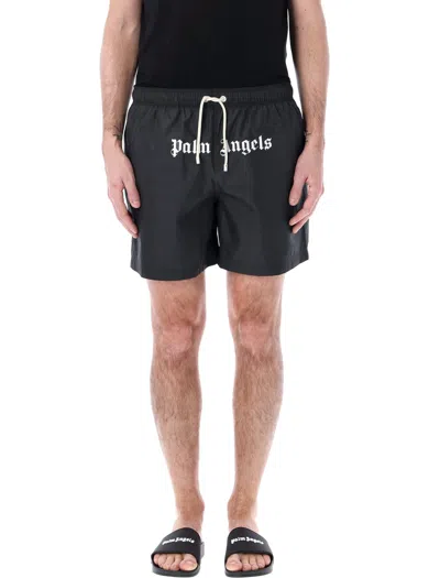 Palm Angels Classic Logo Front Swimshort In Black