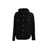 Palm Angels Hooded Overshirt With Classic Logo And Flap Pockets In Black