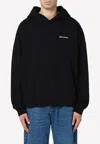 Palm Angels Brand-embroidery Kangaroo-pocket Relaxed-fit Cotton-jersey Hoody In Black