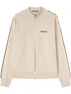 Palm Angels Logo-embroidered Knit Track Jacket In Beige