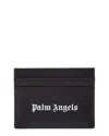 Palm Angels Classic Logo Leather Card Holder In Black