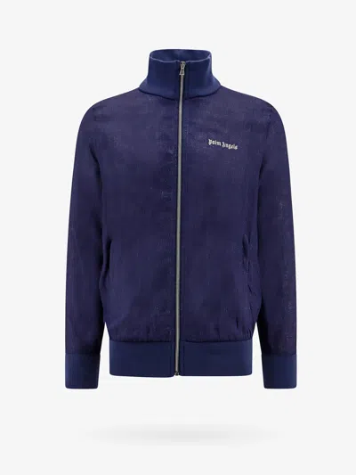 Palm Angels Classic Logo Linen Jacket In Blue