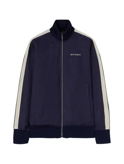 Palm Angels Classic Logo Linen Track Jkt In Navy Blue