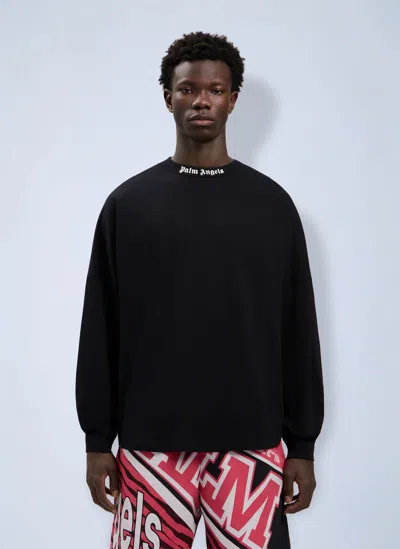 Palm Angels Classic Logo Long-sleeved Over T-shirt In Black