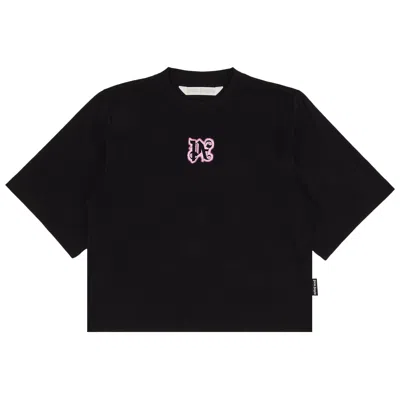 Pre-owned Palm Angels Classic Logo Neon Cropped Tee 'black/pink' | Women's Size L