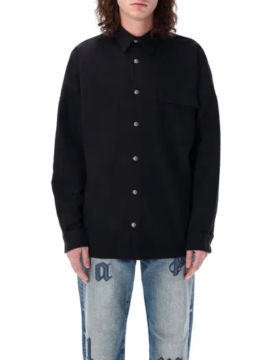 Palm Angels Men's Classic Logo Overshirt In Black/off White