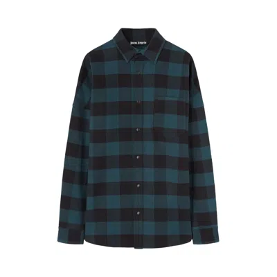 Pre-owned Palm Angels Classic Logo Overshirt 'green/white'