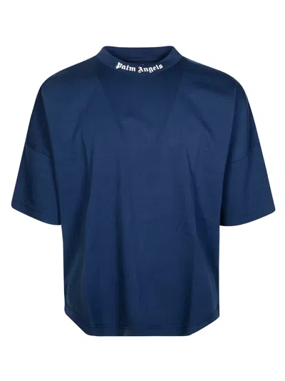 Palm Angels Classic Logo Oversized Tee In Blue
