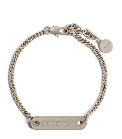 Palm Angels Classic Logo Plate Bracelet In Silver