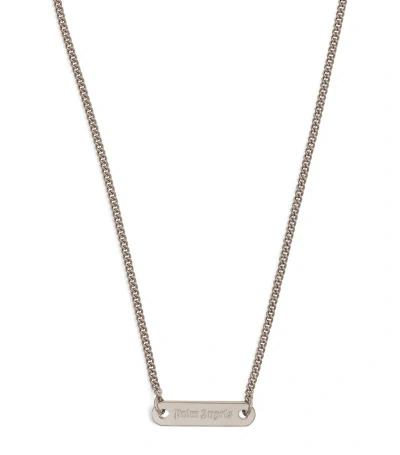 Palm Angels Classic Logo Plate Necklace In Silver