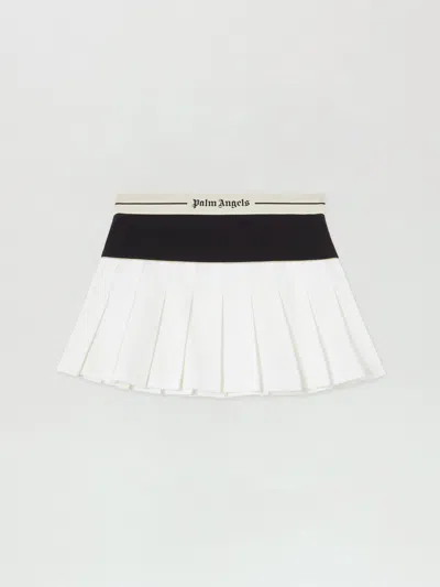 Palm Angels Classic Logo Pleated Skirt In White