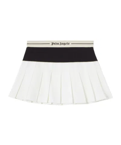 Palm Angels Logo Skirt Straight Cut Contrast Waistband In Multi