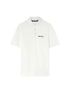 Palm Angels White Polo Shirt With Classic Collar And Logo On The Front In Off White Black